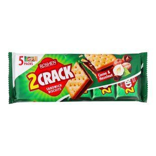 Печиво-сендвіч 2 Crack з начинкою какао-горіх ККФ Roshen, 190г