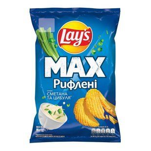 Чипси картопляні Сметана та цибуля Рифлені Max Lay's, 95г