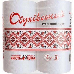 Туалетний папір білий 2-шаровий Обухівська, 4шт