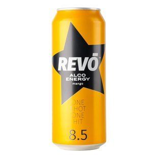 Напій енергетичний 8.5% слабоалкогольний сильногазований Mango з/б Revo, 0.5л