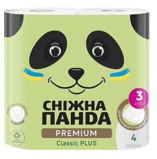 Папір туалетний 3-х шаровий Classic Plus Premium Сніжна панда 4шт