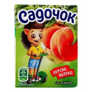 Сік Персик-Яблуко з м'якоттю Садочок, 0.2 л