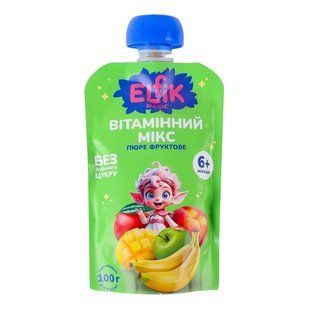 Пюре фруктове вітамінний мікс дой-пак Elfik Magic, 100 г