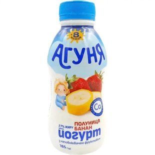 Йогурт 2.7% для дітей Полуниця-банан Агуня, 185 г