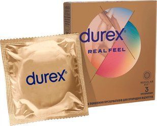 Презервативи латексні з силіконовим змазкою Real Feel Durex, 3 шт/уп.