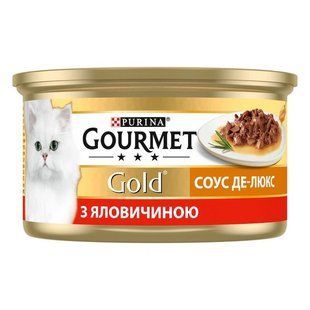 Корм для котів З яловичиною Соус Де-Люкс ж/б Gold Gourmet, 85 г