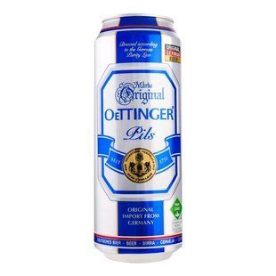 Пиво 4.7% світле фільтроване пастеризоване Pils Oettinger, з/б 0.5 л