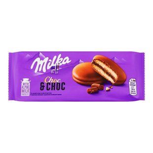 Тістечко-сендвіч бісквітне з начинкою вкрите молочним шоколадом Choc&Choc Milka, 150 г
