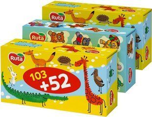 Серветки косметичні "Ruta" Kids 2ш білі пенал Ruta, 155 шт/уп.
