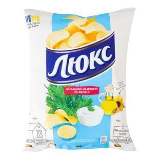 Чипси картопляні зі смаком сметани та зелені Люкс м/у 105г