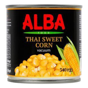Кукурудза цукрова вакуумована стерилізована Alba Food з/б 340г
