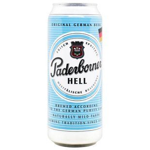 Пиво 5.1% світле Hell з/б Paderborner, 0.5л