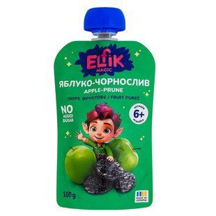 Пюре фруктове яблуко чорнослив дой-пак ELFIK Magic, 100 г