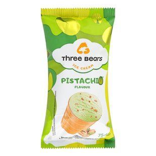 Морозиво 12% у вафельному стаканчику Pistachio Три Ведмеді, 75 г