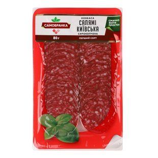 Ковбаса сирокопчена Салямі Київська 1/г Ювілейний, 80 г