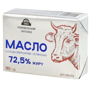 Масло солодковершкове 72.5% Селянське Рожищенський сирзавод м/у 180г