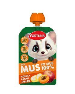 Мус фруктовий натуральний 100% Яблуко - Банан - абрикос Fortuna, д/п 100 г