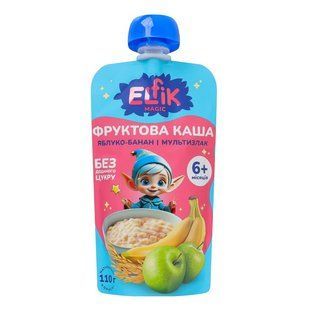 Каша фруктова яблуко банан мультизлак дой-пак Elfik Magic, 110 г