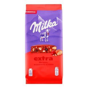 Шоколад молочний Мілка Екстра з мигдалем, журавлиною та кіноа Мілка, 130 г