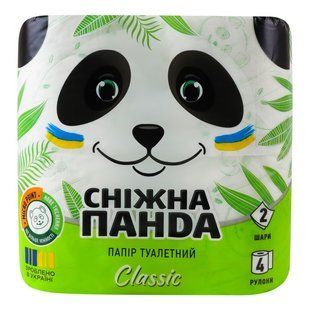 Туалетний папір 2-х шаровий Classic Сніжна панда, 4 шт/уп.